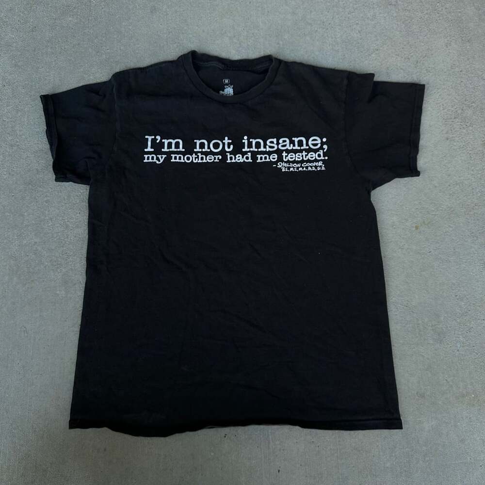 The Big Bang Theory Sheldon Cooper I'm Not Insane T-Shirt Size Medium Black